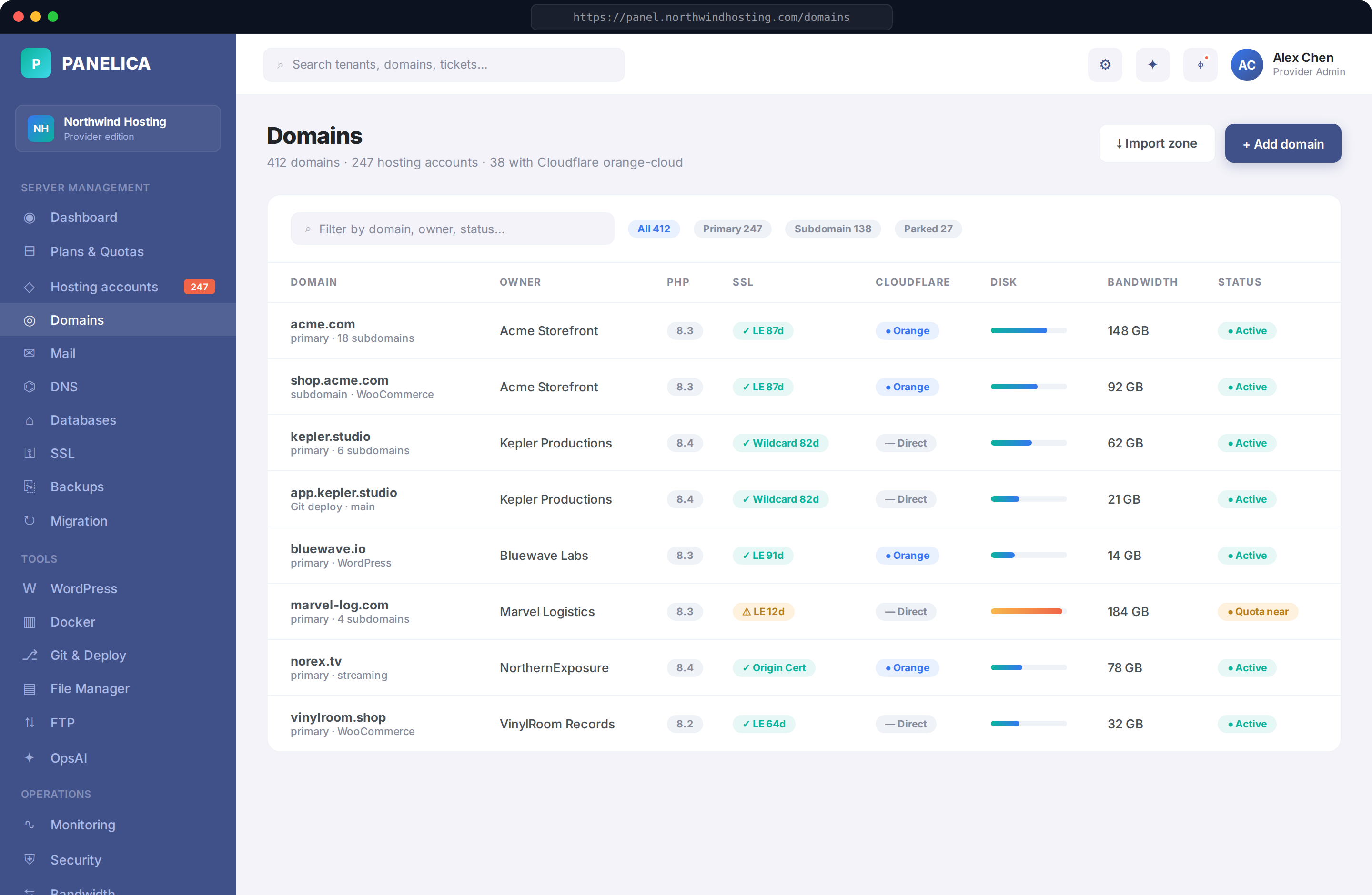 Domains list